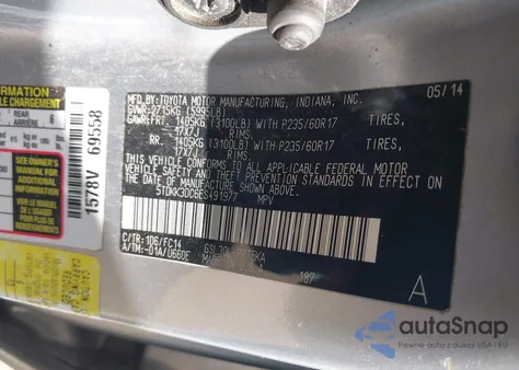 2014 Toyota Sienna Le V6 8 Passenger из США, поврежденный, VIN 5TDKK3DC6ES491977